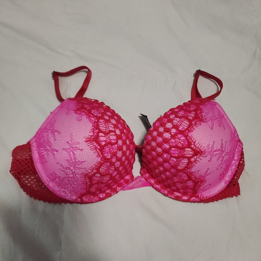 Victoria's Secret Vibrant Pink and Red Lace Bombshell